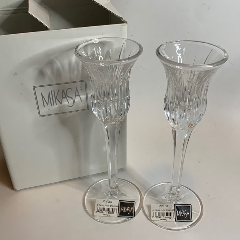 Mikasa Icicles 8” Candle Holder Pair